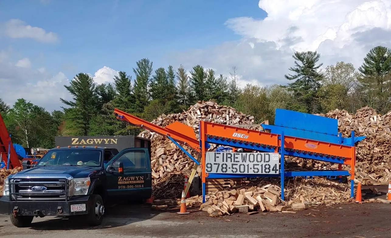 Firewood logs stacked and ready for delivery